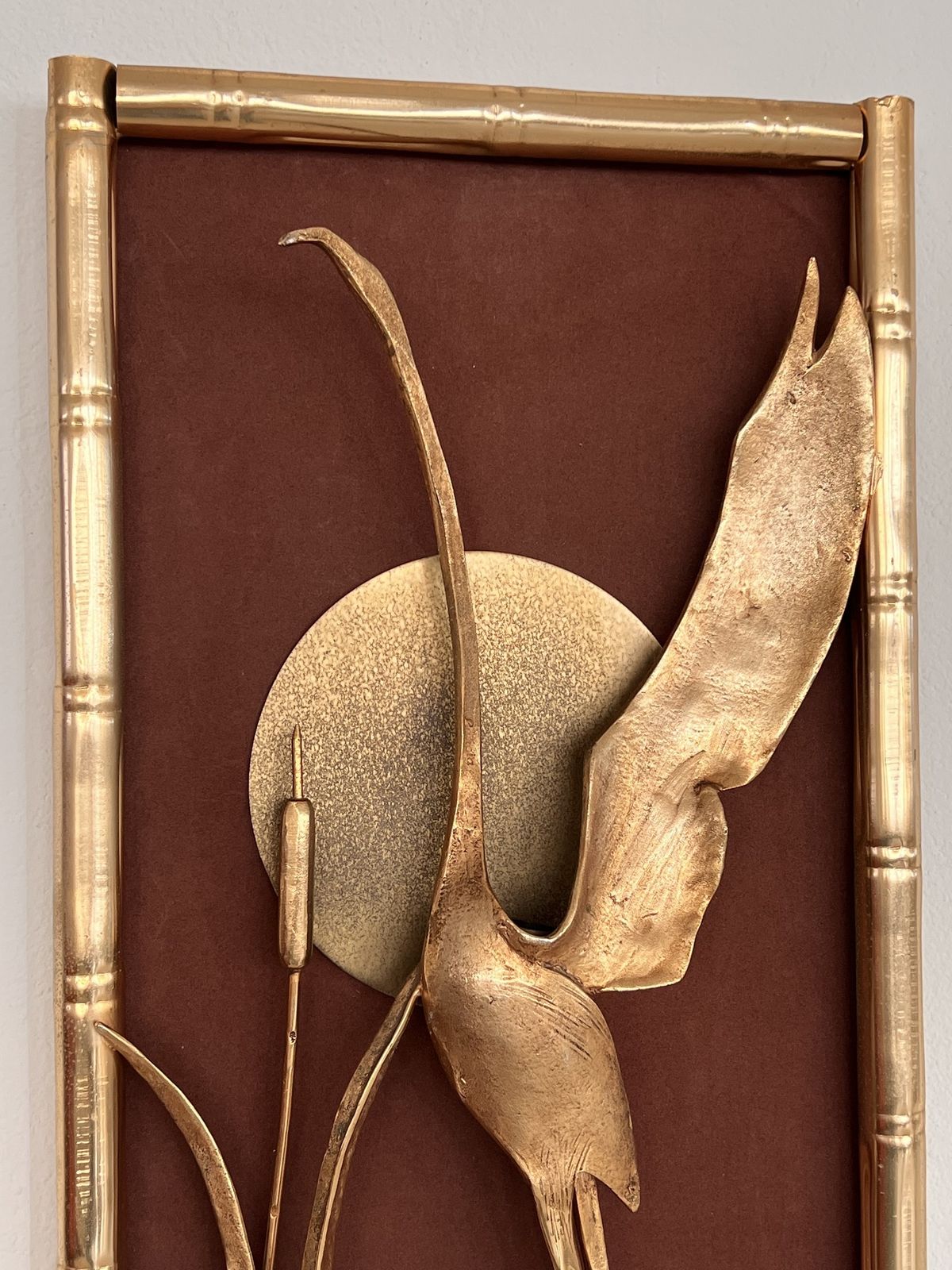 photo for sale Italian Illuminated Wall Art Frame In The Shape Of A Golden Heron