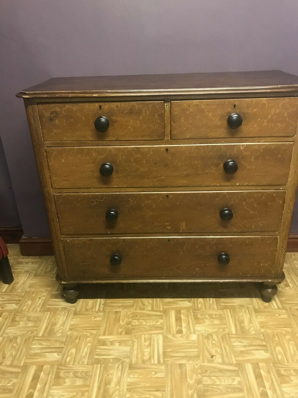 1860s Large Painted Pine Chest Of Drawers