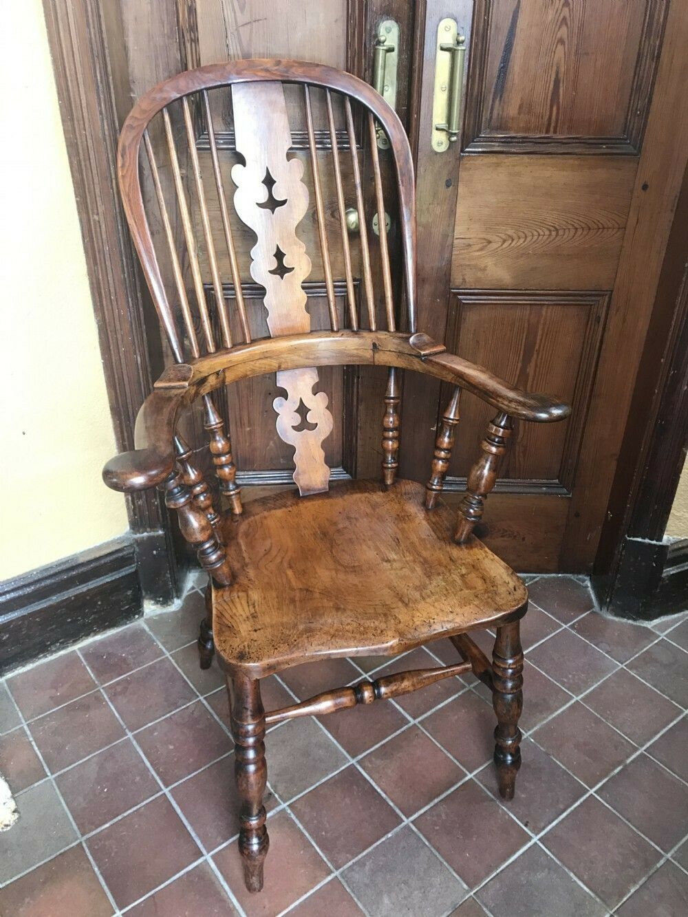 1880s Windsor Yew Broad Arm Chair photo furniture
