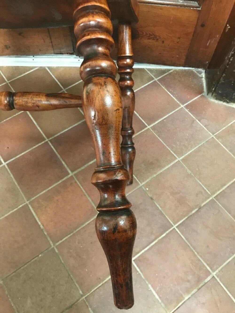 Furniture 1880s Windsor Yew Broad Arm Chair photo