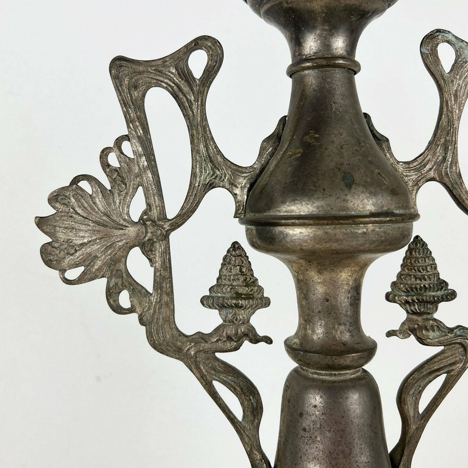 Art Nouveau Candlestick Holder, Antique Candle Holder, Jugendstil Pewter Candle Holder photo 142.0
