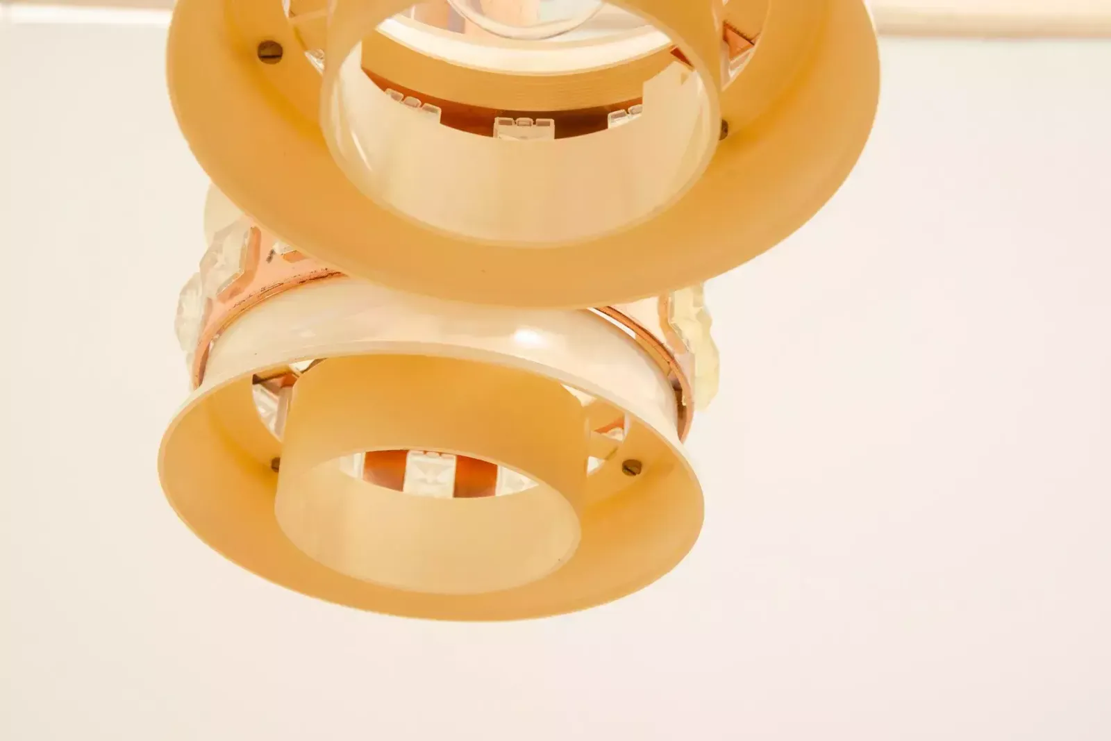 Vintage Hanging Lamp With Two Cut Glass Lampshades, Kamenický šenov, 1970´S photo vinterior