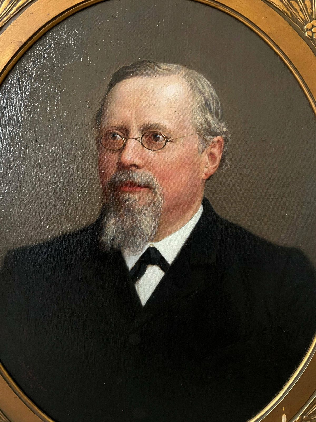 Original Antique Portrait, 1908 Signed And Dated Framed Oil Portrait Painting By German Artist Ludwig Wilhelm Heupel Siegen (1864 1945) photo Art