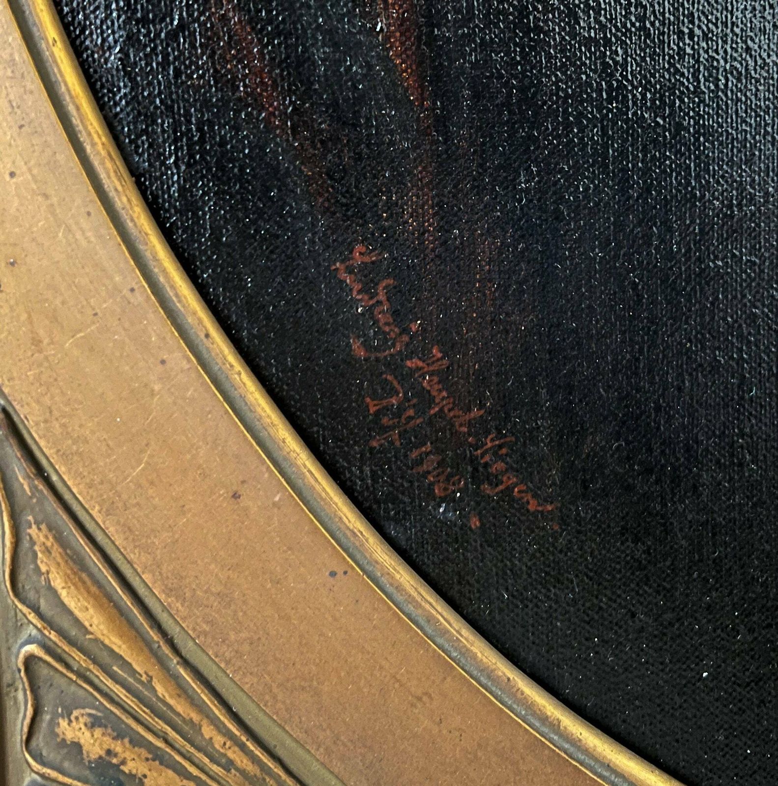 Original Antique Portrait, 1908 Signed And Dated Framed Oil Portrait Painting By German Artist Ludwig Wilhelm Heupel Siegen (1864 1945) photo buy