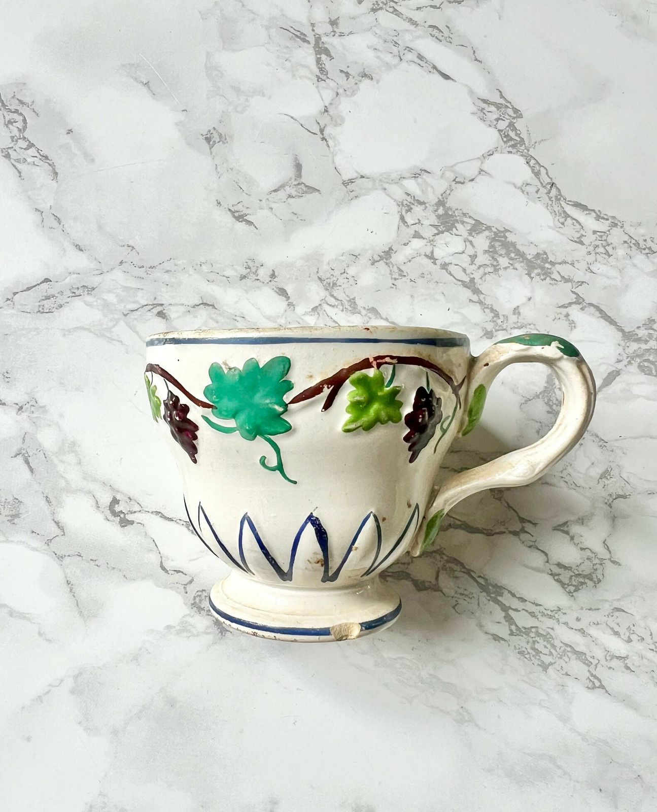 Antique French Creil Et Montereau Earthenware Pottery Hand Painted Transferware Tea Cup Victorian Collector 1800 Cabinet Sarreguemines photo Home Decor