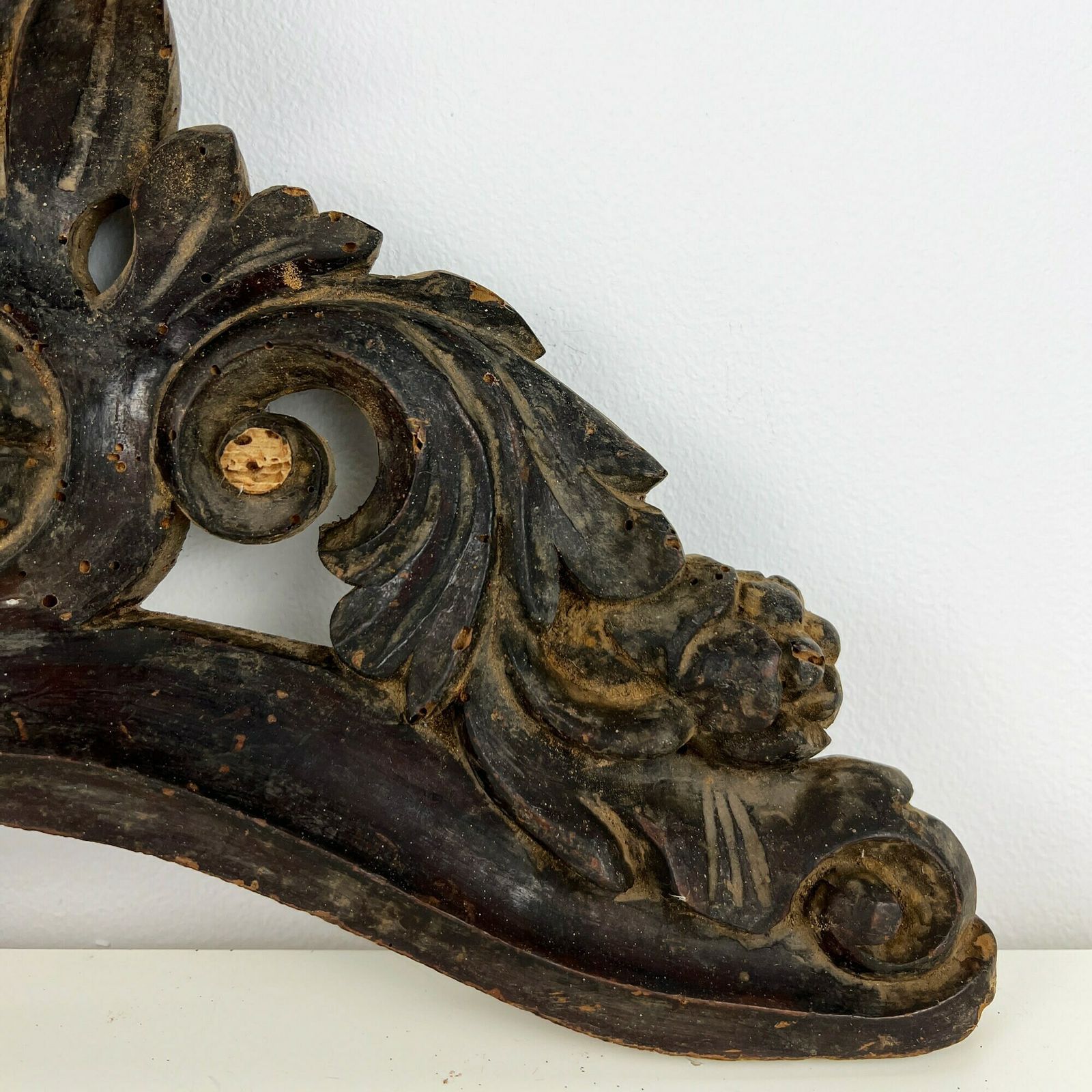 Antique Carved Wood Salvage Fragment, Antique Salvage Decor, Architectural Salvage photo for sale