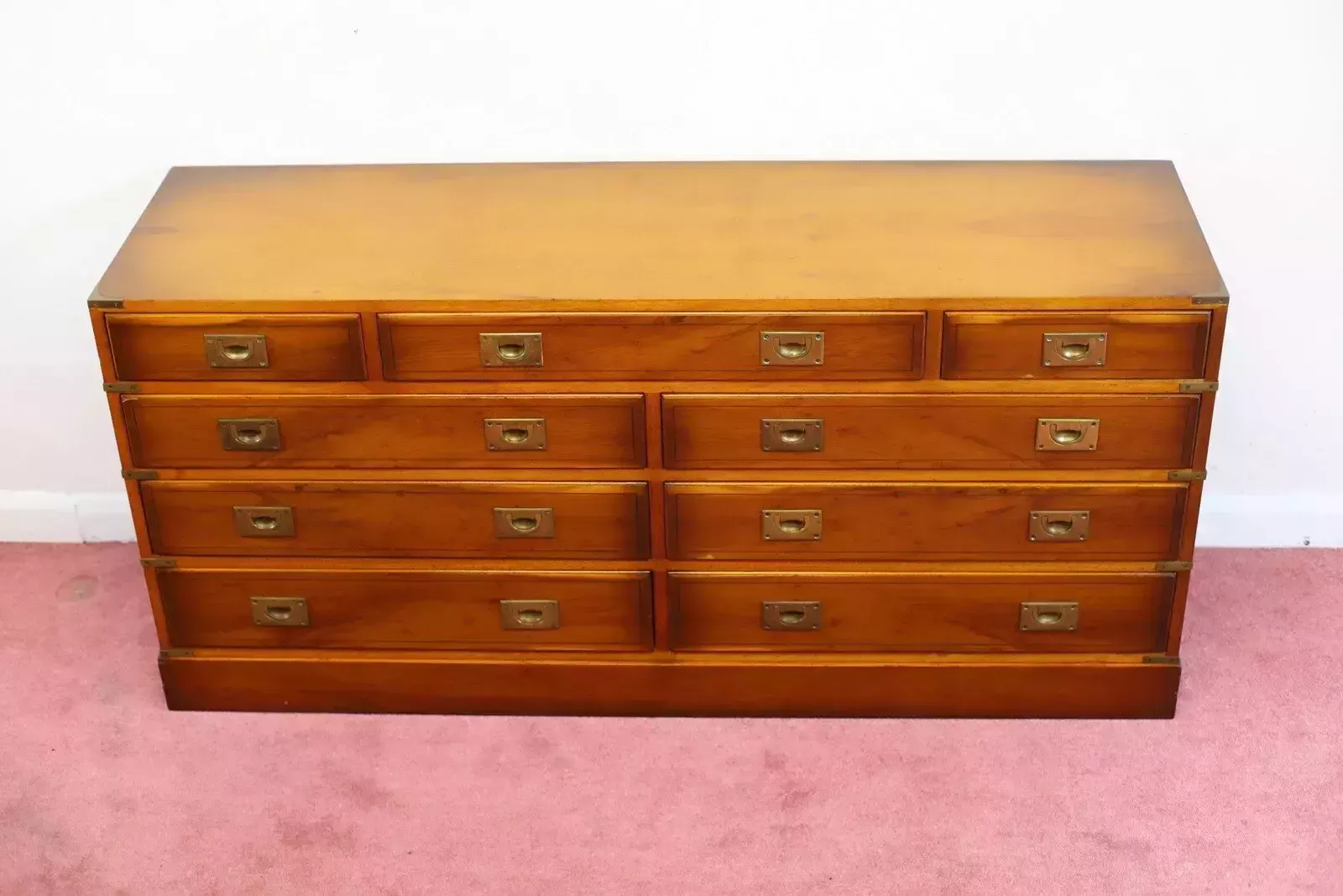 Beautiful Yew Wood Military Campaign Sidebord photo for sale