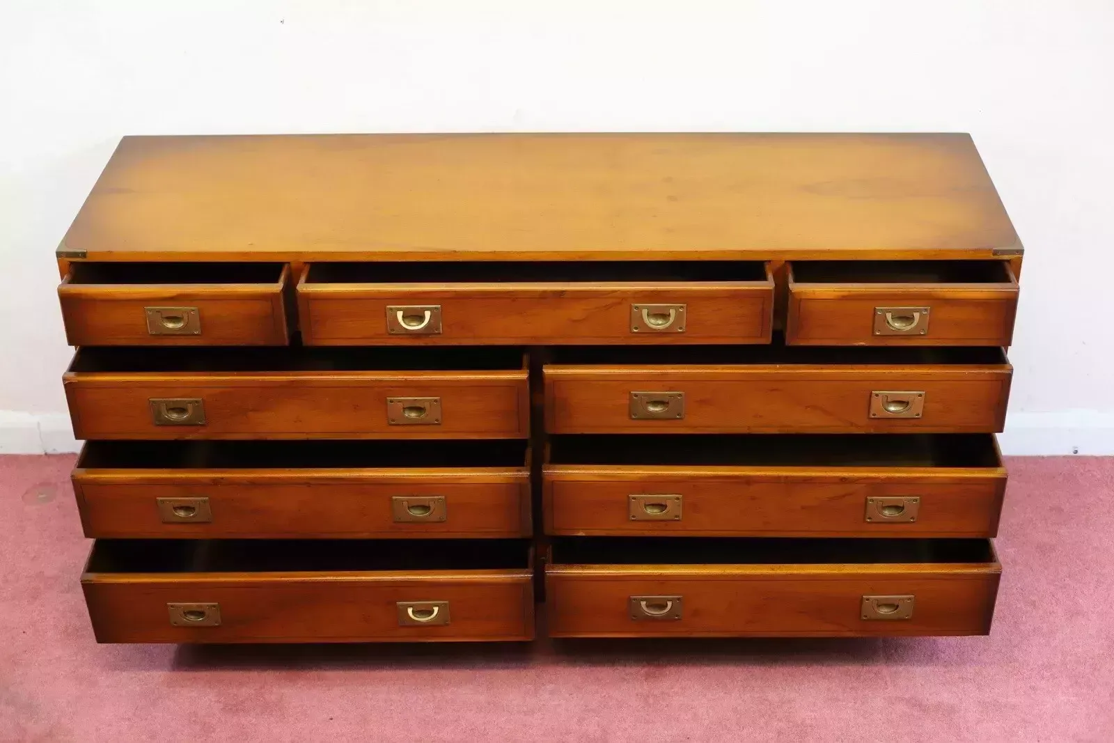 Beautiful Yew Wood Military Campaign Sidebord photo Furniture