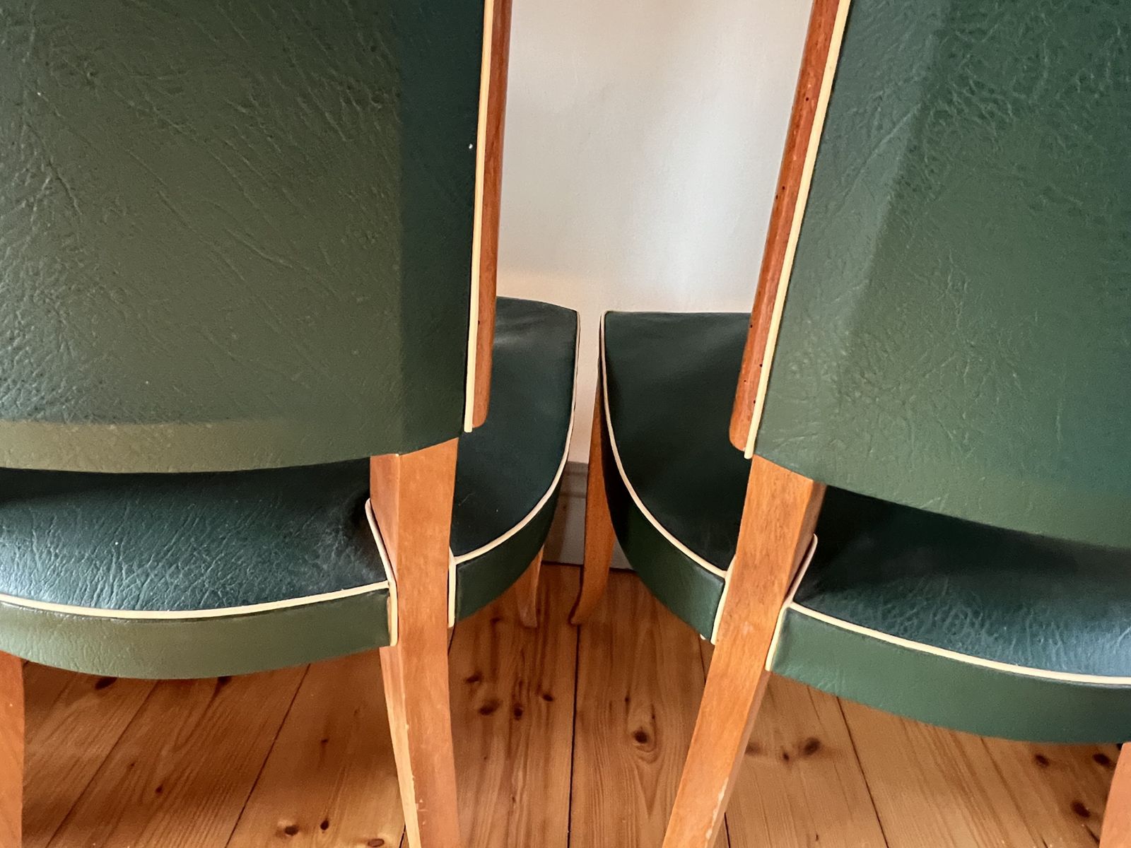 Six French 1930s Green Dining Chairs, Style Of Jules Leleu photo Furniture