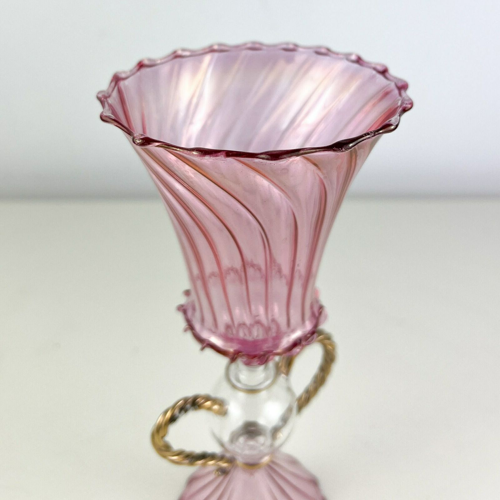 Rare Vintage Murano Glass Goblet, Pink Venetian Murano Champagne Glass, Murano Wine Glass, Anniversary Gift photo buy