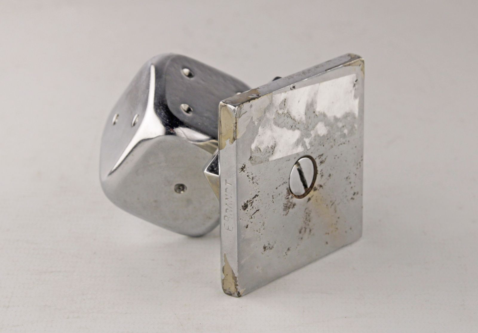 Art Déco Fench Polished Silvered Bronze Balancing Dice Paperweight By Edgar Brandt photo for sale