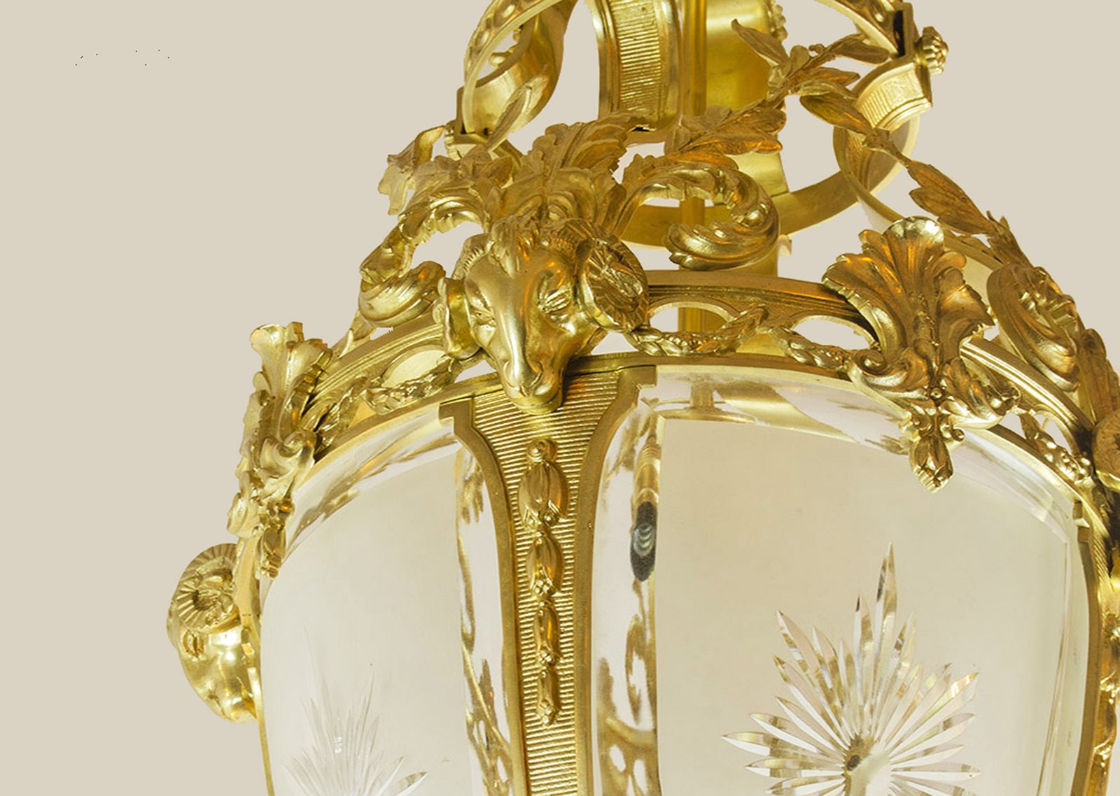 Pair Of Early 20th Century French Cast Bronze And Glass Farole Like Ceiling Lamps photo 6725.0