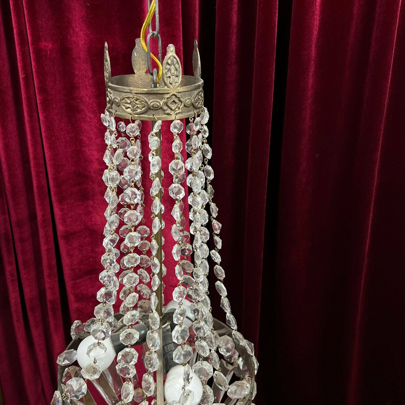 Antique Crystal Empire Chandelier, French Light Fixture, Bronze Chandelier photo 267.0