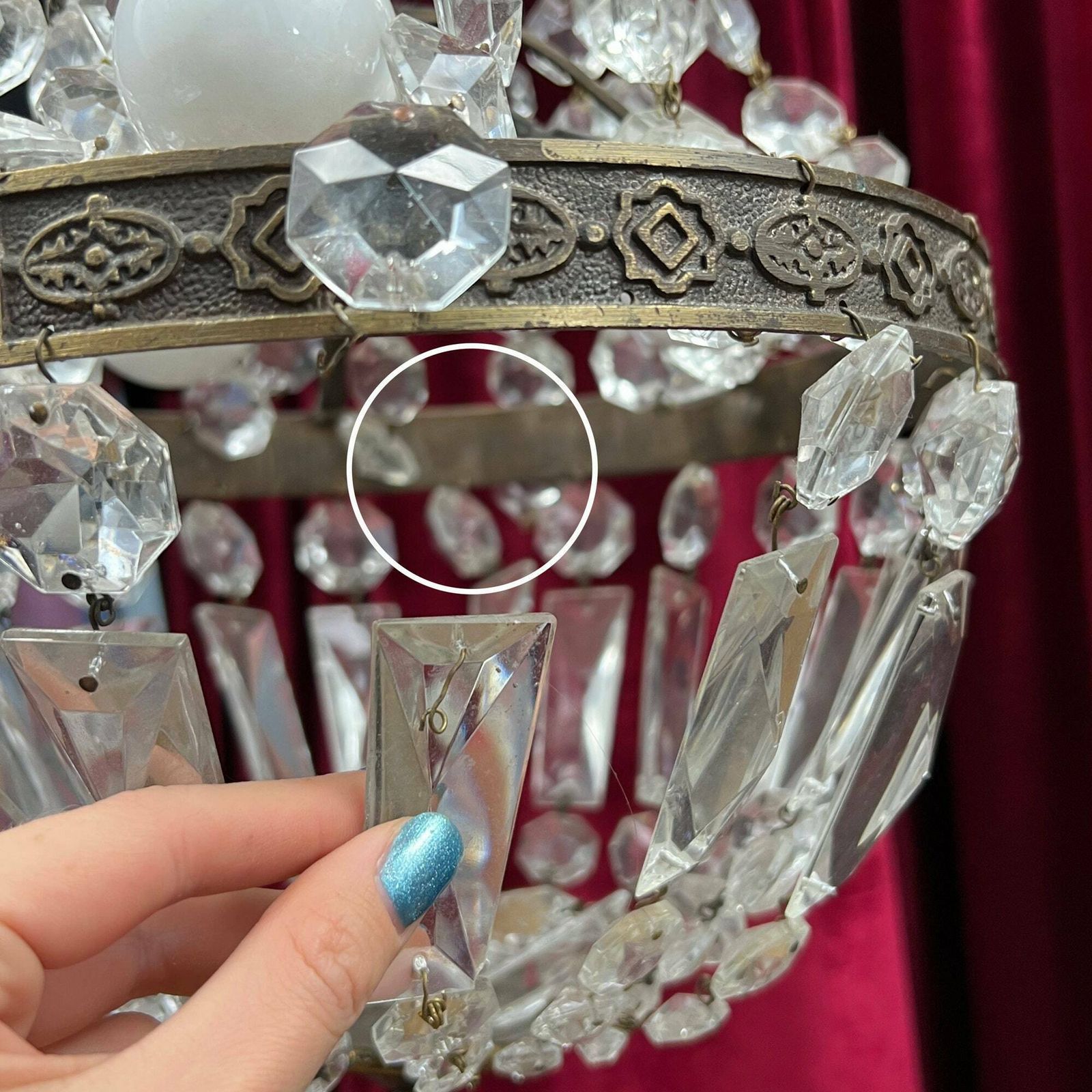 Antique Crystal Empire Chandelier, French Light Fixture, Bronze Chandelier photo buy