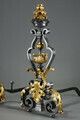 Very Large Pair Of Wrought Iron Mantelpieces With Foliage, Mask And Scroll Motifs photo vintage