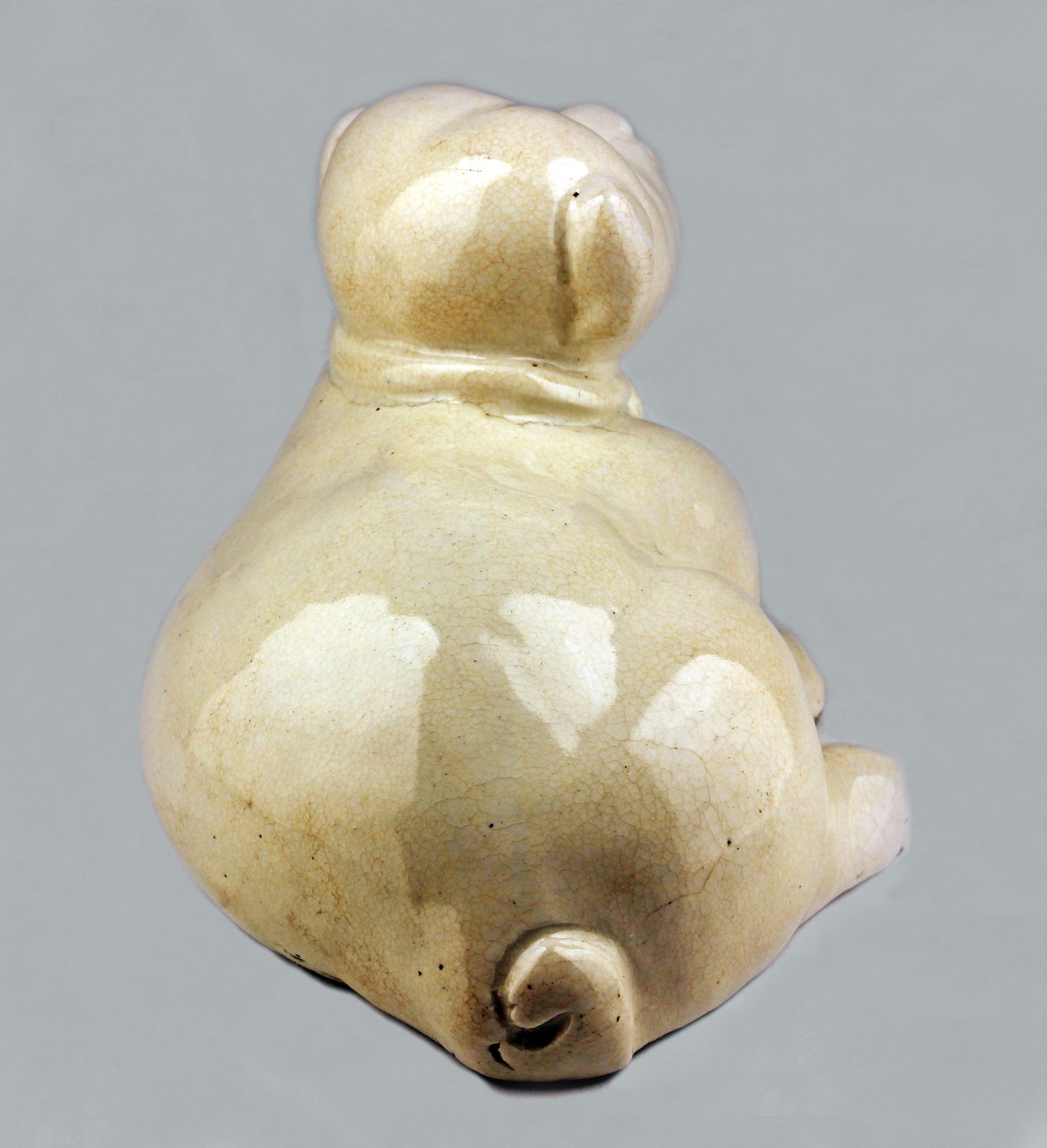 Late 18th Century/Edo Meiji Period Japanese Glazed Porcelain Sculpture Of A Dog photo vintage