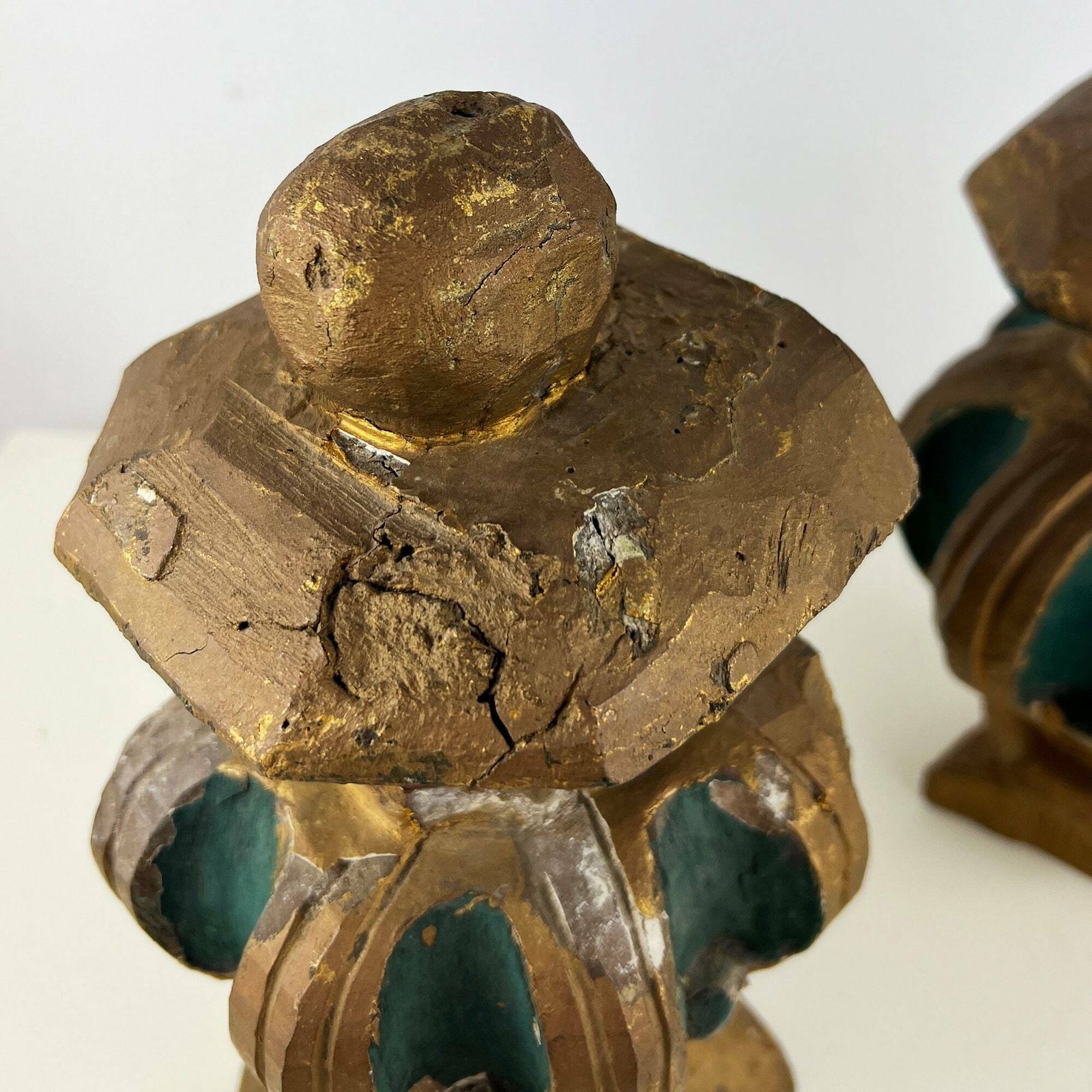 photo furniture Antique Salvaged Wood Bookends, Old Church Fragments, Antique Salvage Decor, Gilt Carved Wood Piece