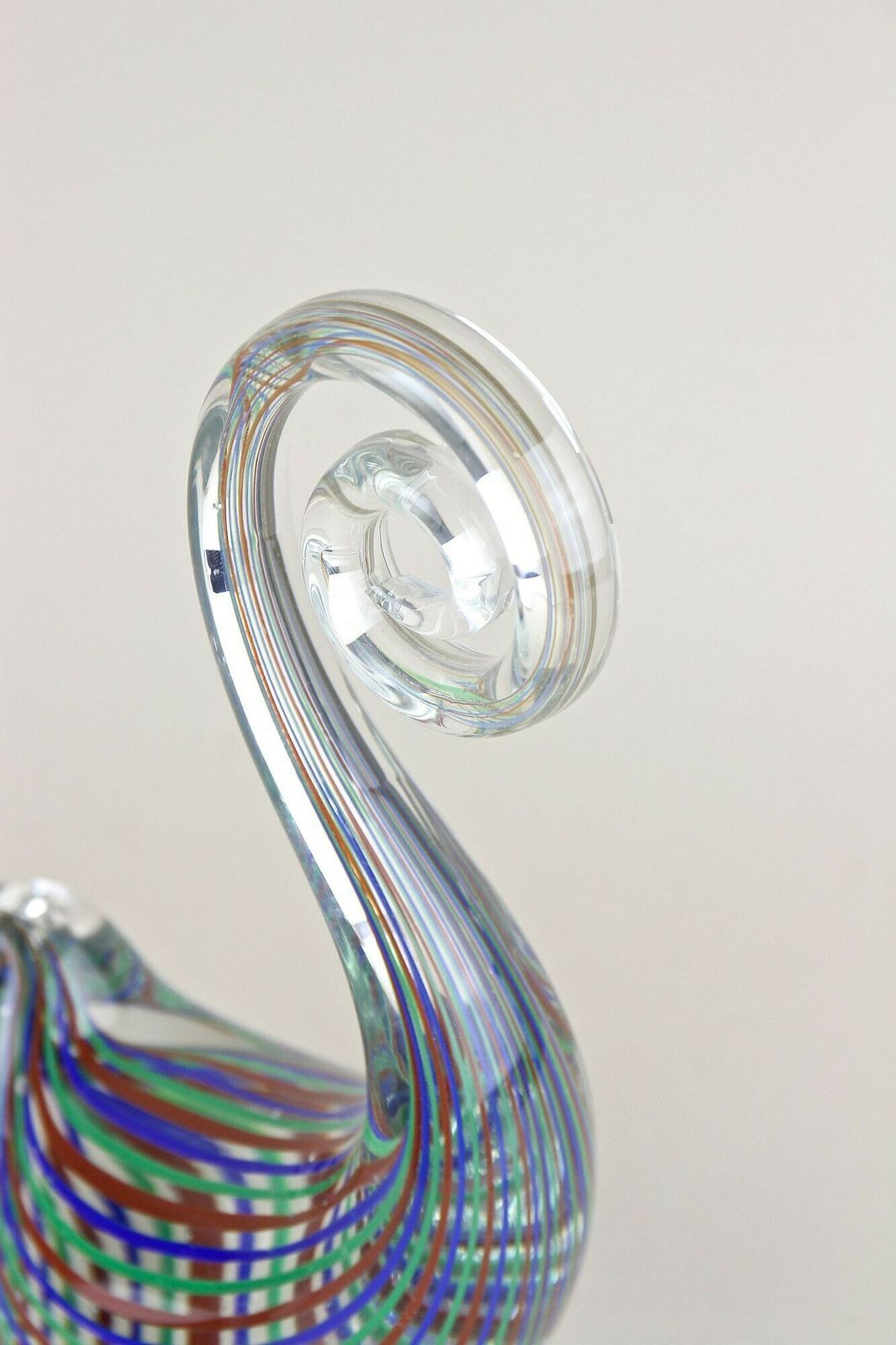 Striped Murano Glass Bird Sculpture, Mid Century Murano Glass Art, It Ca. 1970 photo Art