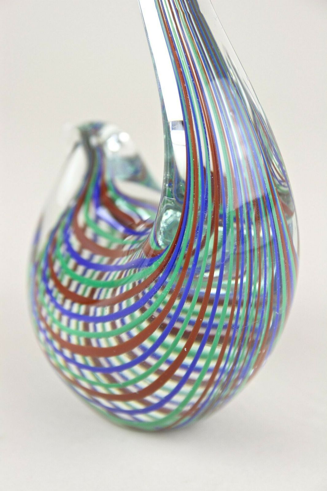 photo buy Striped Murano Glass Bird Sculpture, Mid Century Murano Glass Art, It Ca. 1970