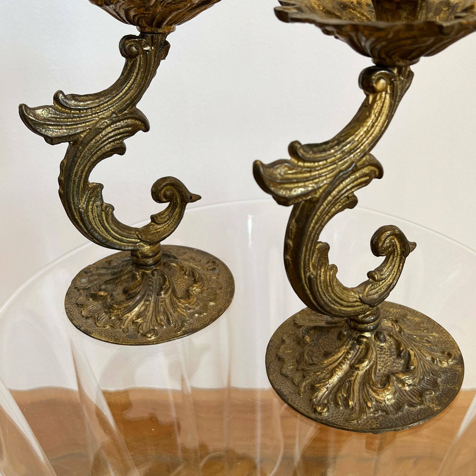 Antique Pair Of Candlestick Holders, Rococo Style Candle Holders, Ornate Candle Stick Holders photo vinterior