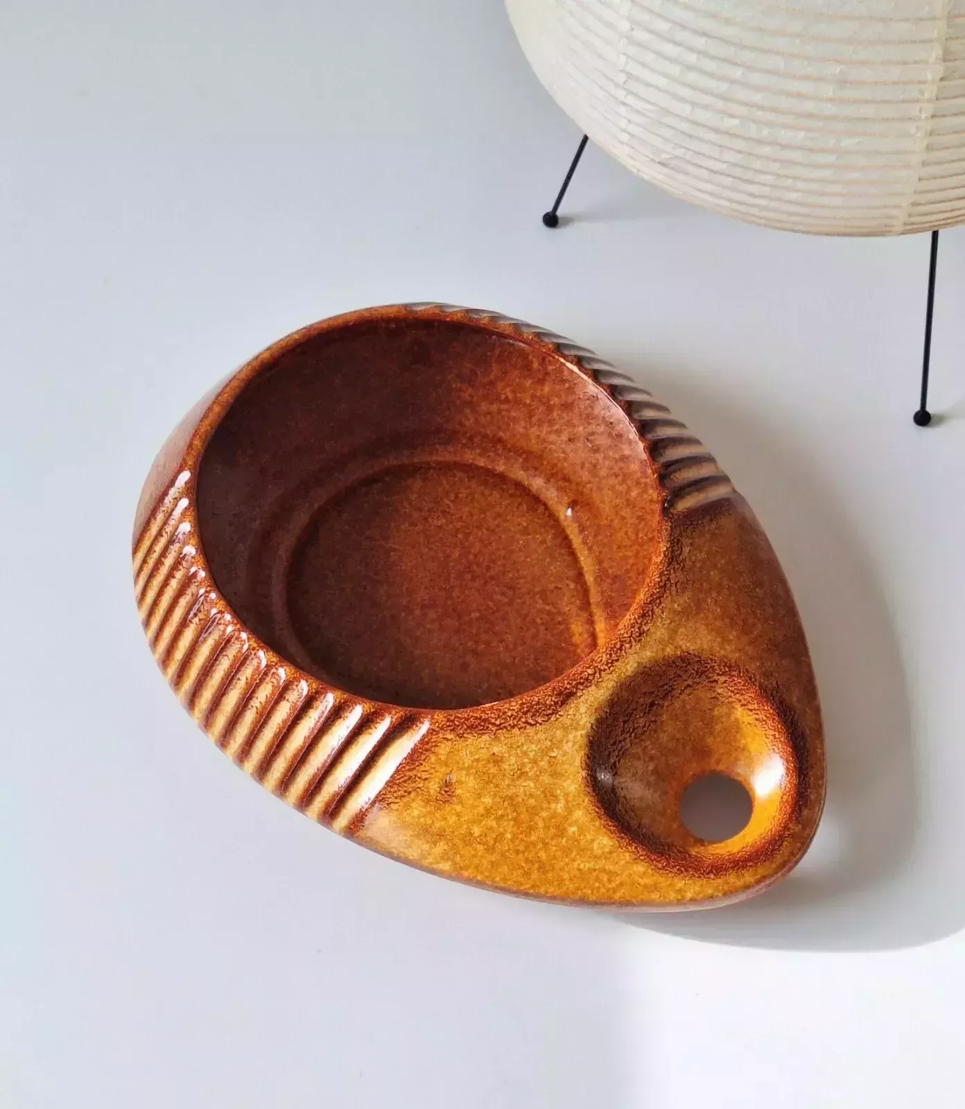 A Large Modernist ‘Screziato Tobacco’ Ceramic Fruit Bowl By Bertoncello Italy 70 photo 146.0