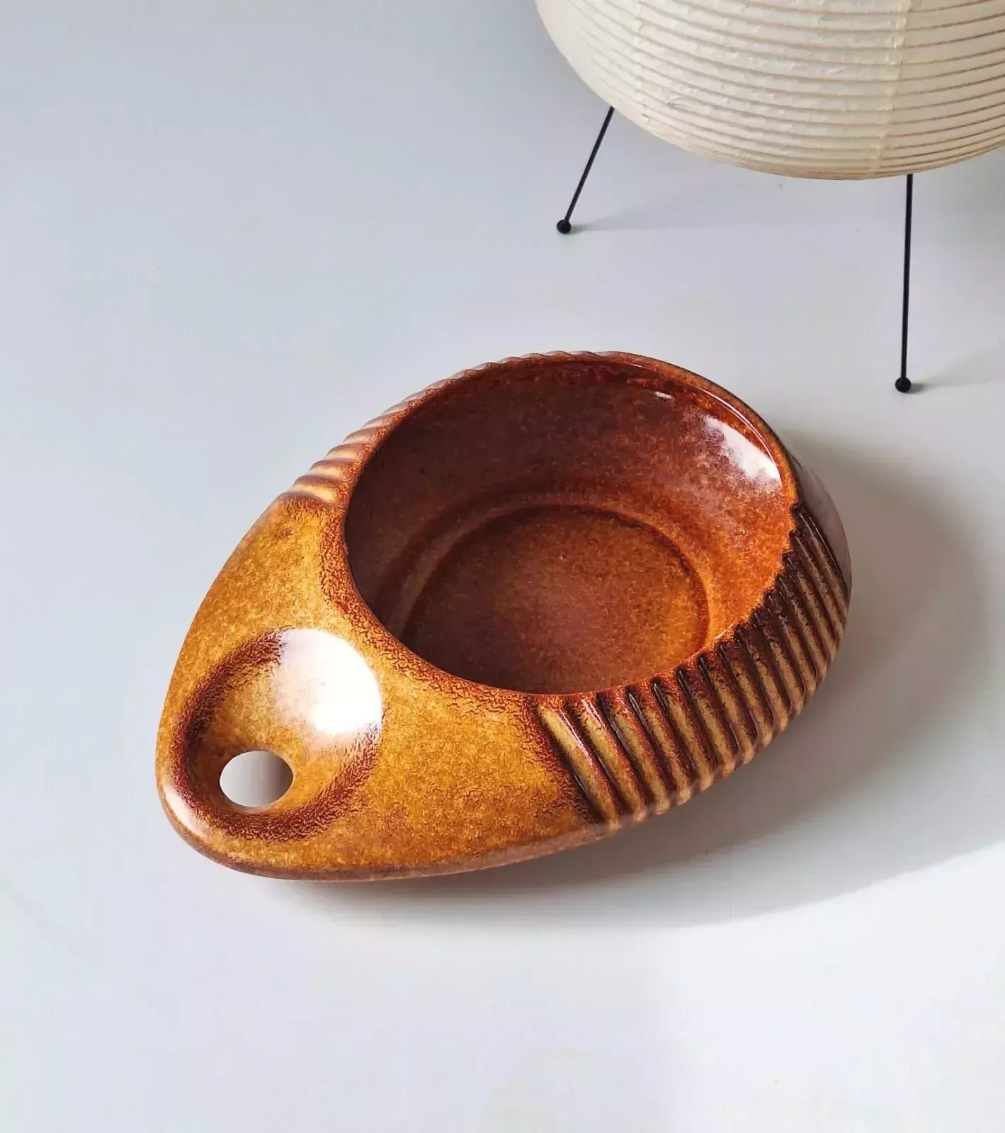 146.0 A Large Modernist ‘Screziato Tobacco’ Ceramic Fruit Bowl By Bertoncello Italy 70 photo
