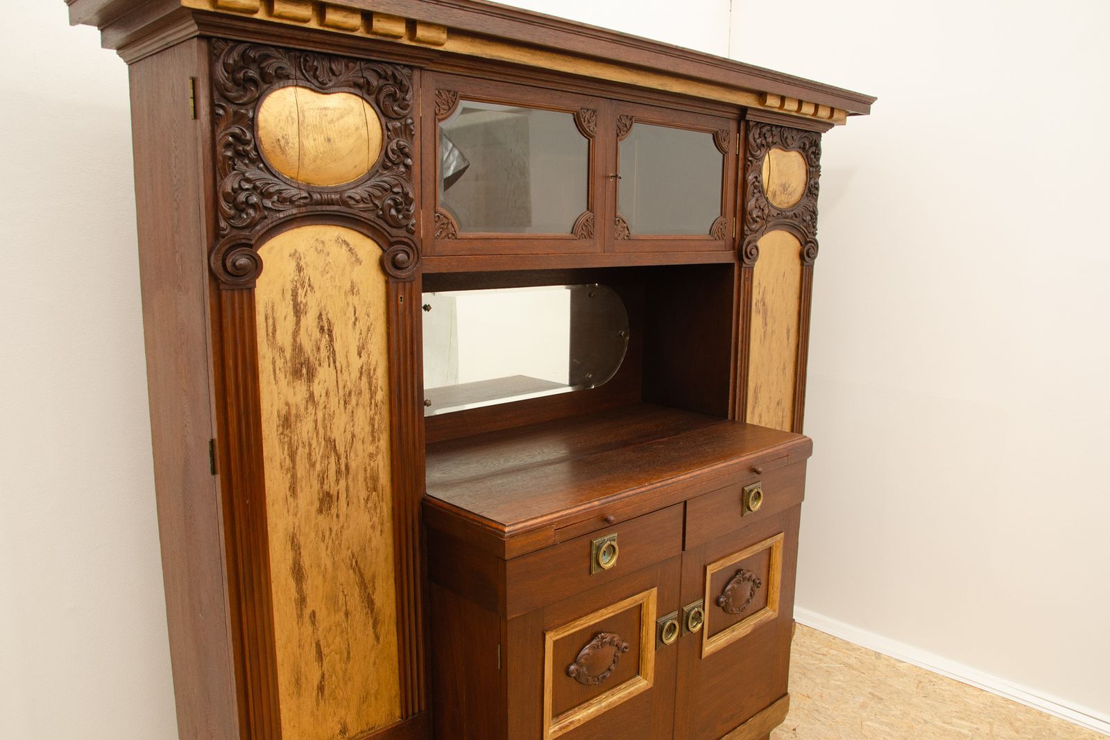 Groot Art Nouveau Dressoir, 1915, Oostenrijk Hongarije photo Meubels