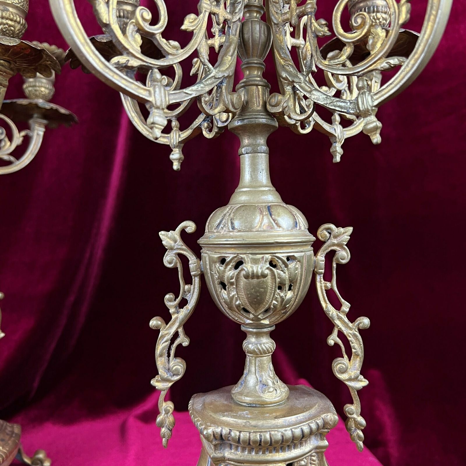 Pair Of Antique Candelabras, French Baroque Candlestick Holders photo 515.0