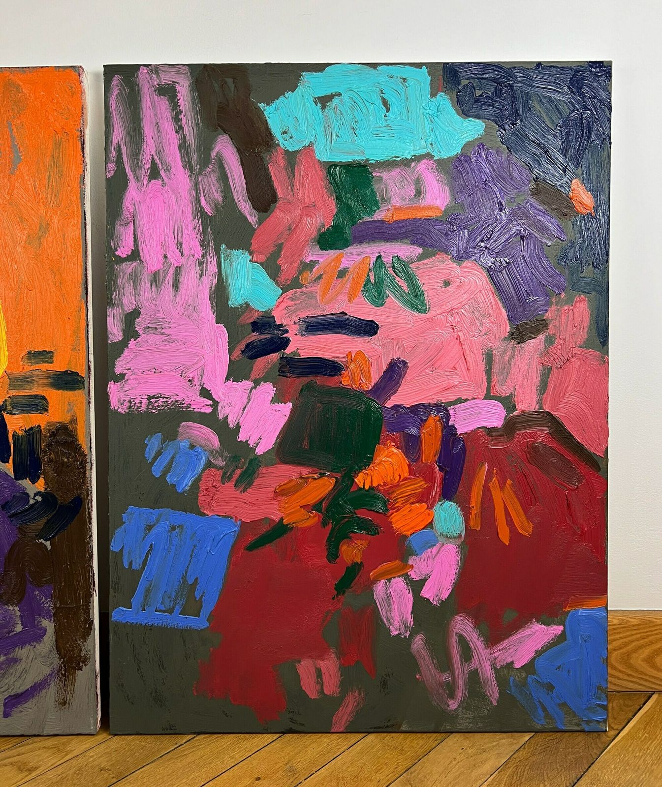Set Of 2 Original Abstract Oil Paintings, Contemporary Art, Colorful Abstract Art, Modern Wall Art photo Art