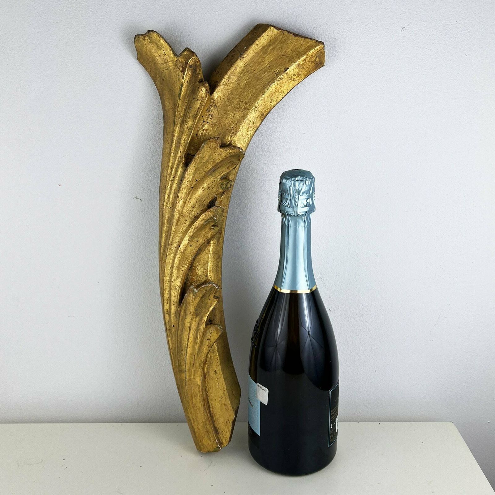 Antique 19th Century Gilt Wood Carving Fragment, Architectural Salvage, Italian Antique Salvage Decor photo vintage