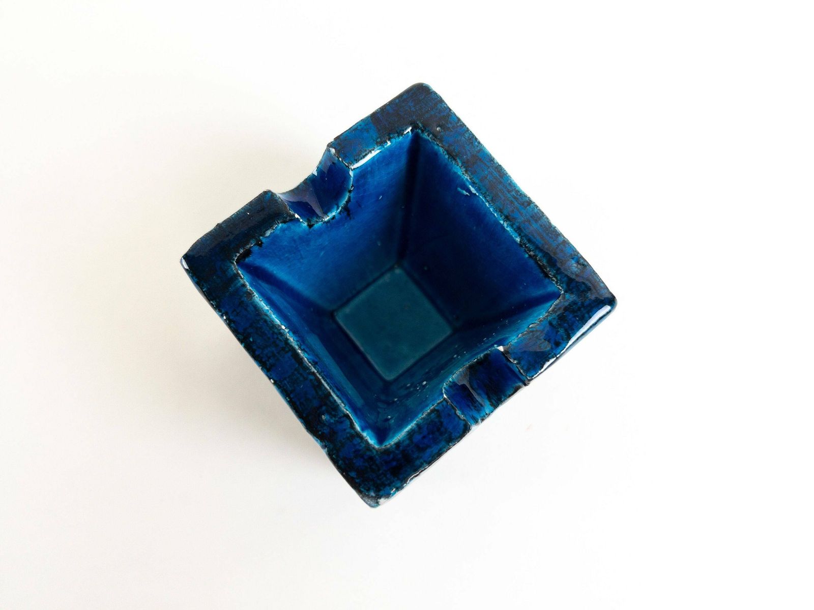 Bitossi Rimini Blu Ashtray By Aldo Londi   Blue Italian Mid Century Ceramic Square Block Ashtray photo buy