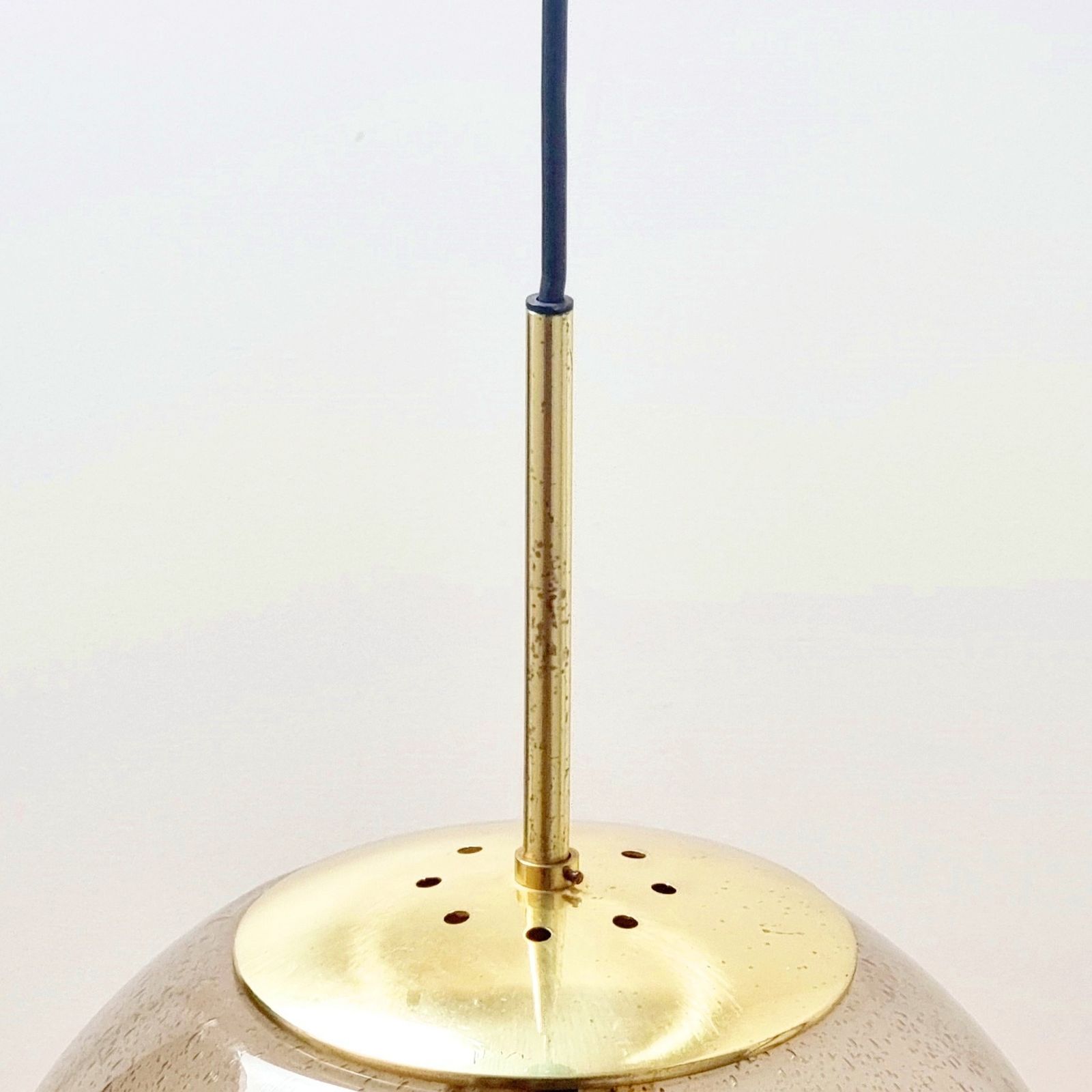 Large Mid Century Smoked Air Bubbled Glass Ball Pendant Light From Limburg, Germany, 1970s photo 450.0
