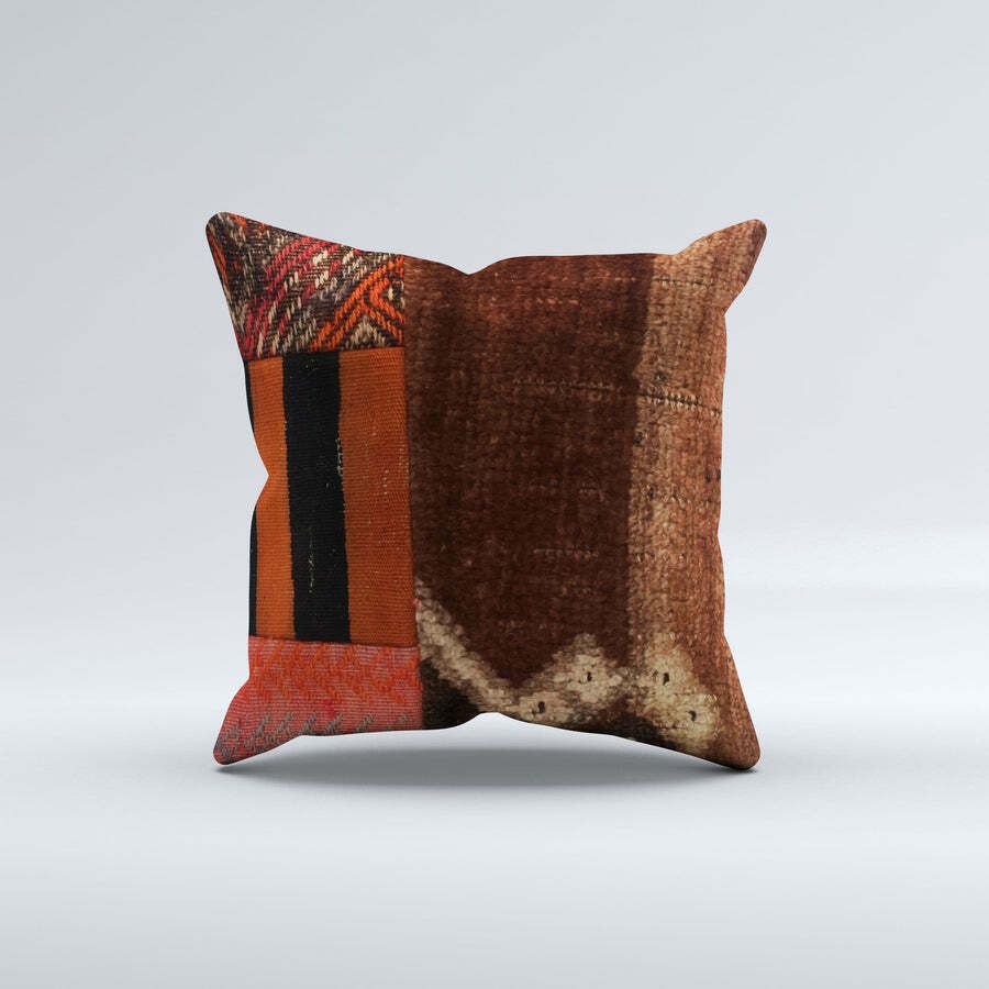 Carpet Cushion Cover, Pillow Case 40x40 Cm Turkish Kilim, Handmade 40912