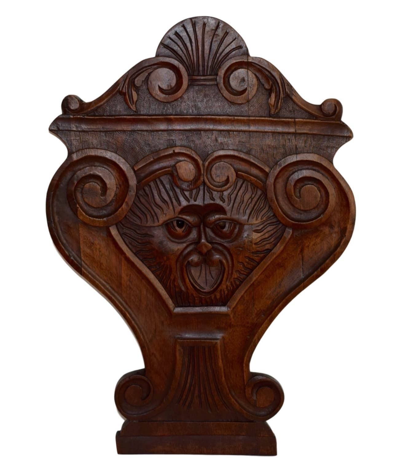 French Antique Architectural Wood Hand Carved Furniture Ornament