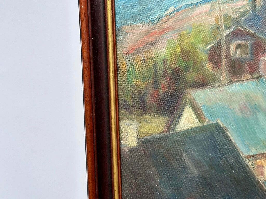 Oil Painting Of Houses And Lighthouse photo buy