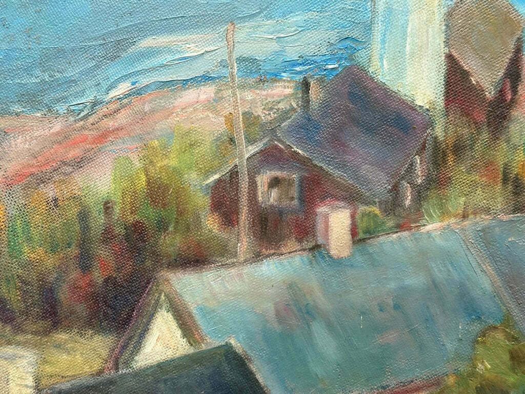 photo furniture Oil Painting Of Houses And Lighthouse