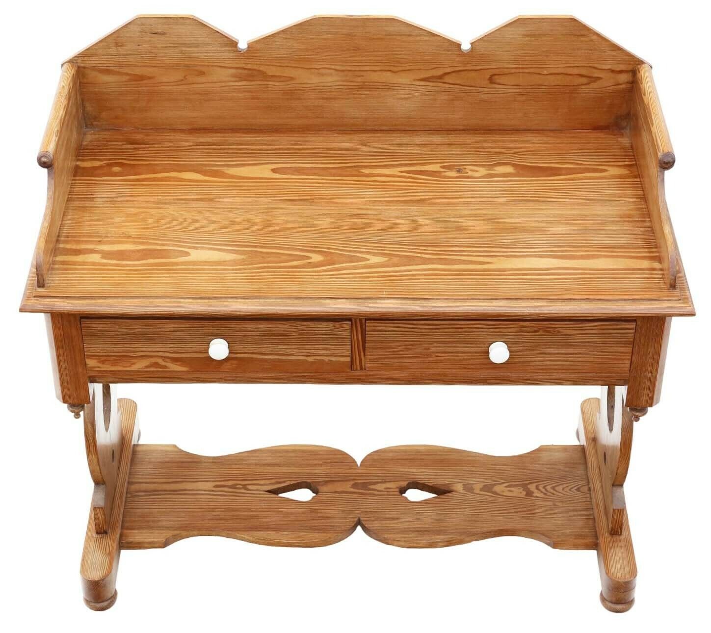 High Quality Antique Victorian Gothic Pitch Pine Washstand Writing Side Dressing Table Desk   19th Century photo Furniture