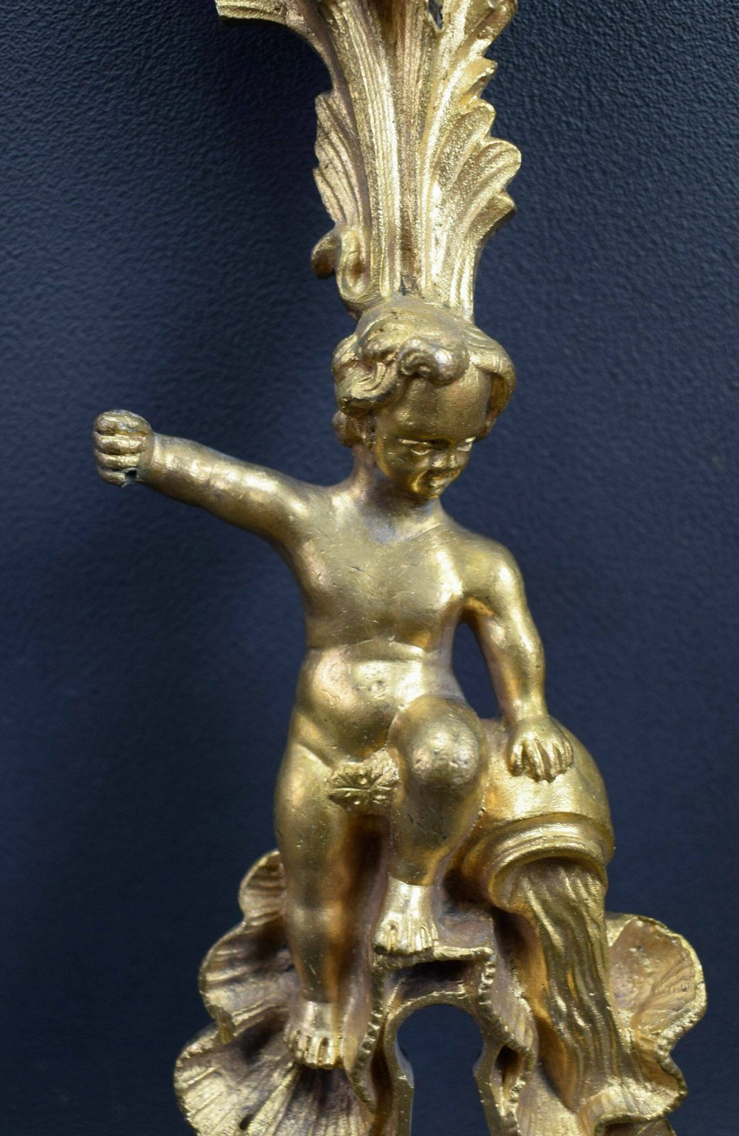 Antique French Bronze Angel Door Back Plates Knob 18th photo for sale