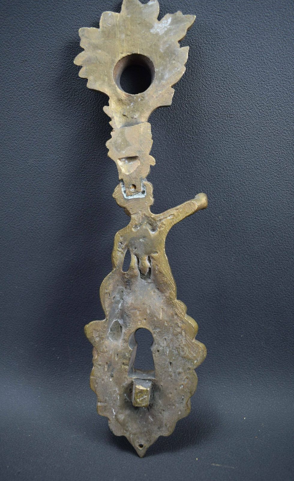 Antique French Bronze Angel Door Back Plates Knob 18th photo 346.0