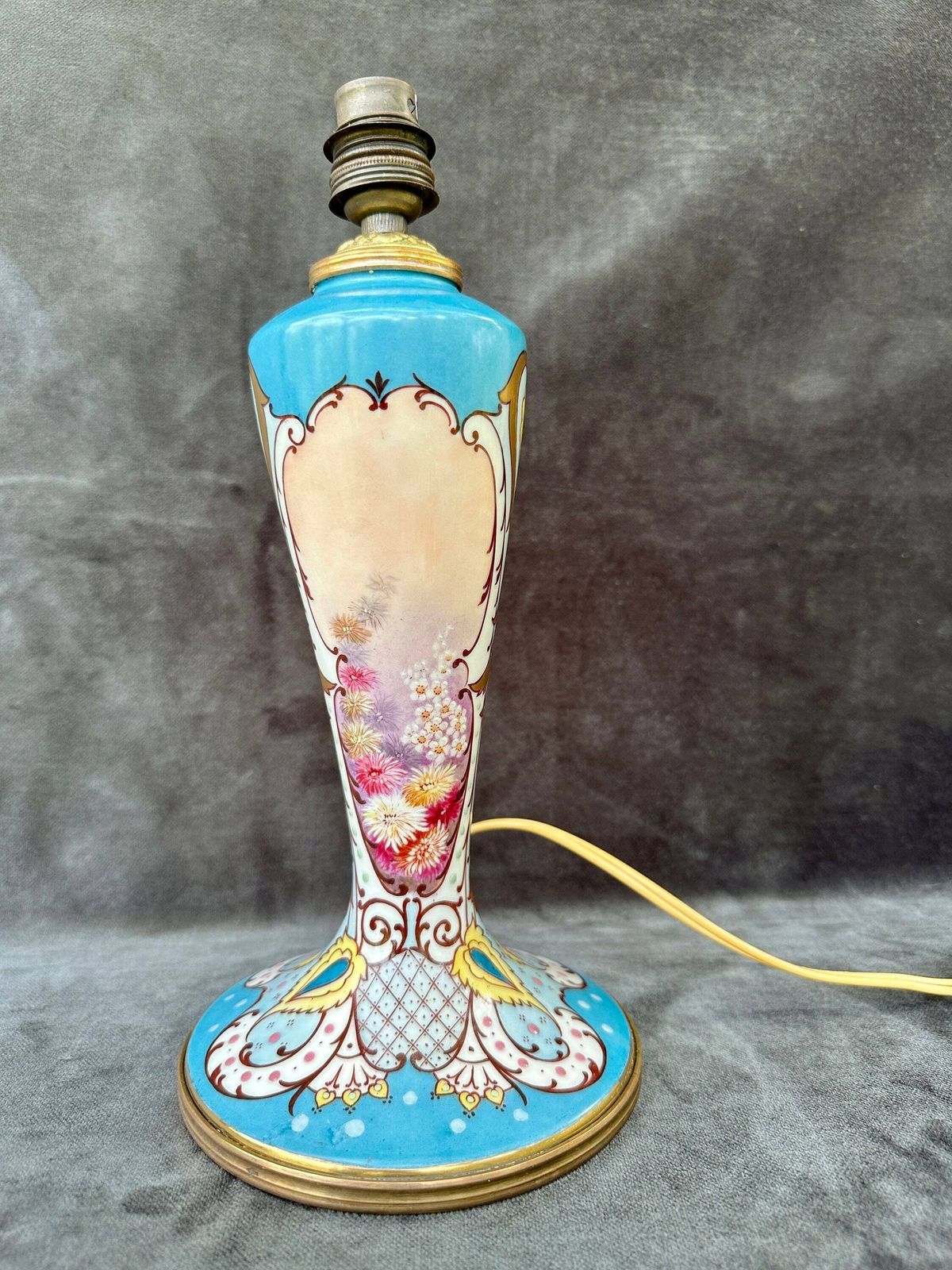 Art Nouveau Limoges French Porcelain Lamp Stand photo furniture
