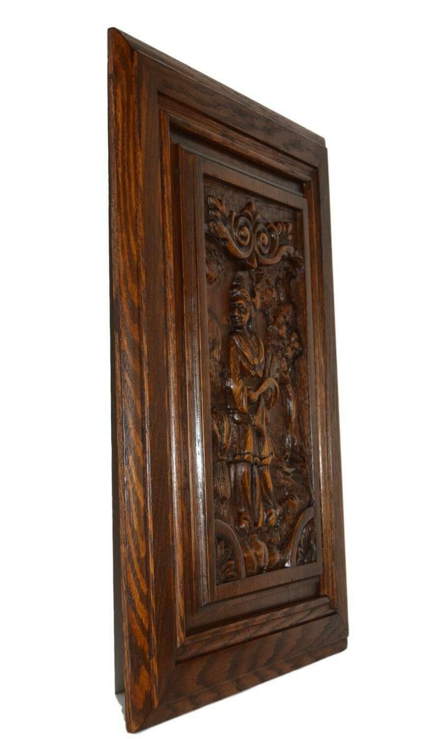 French Carved Wood Door Panel Picture Breton Figures Brittany Wheat Ears 2 photo furniture