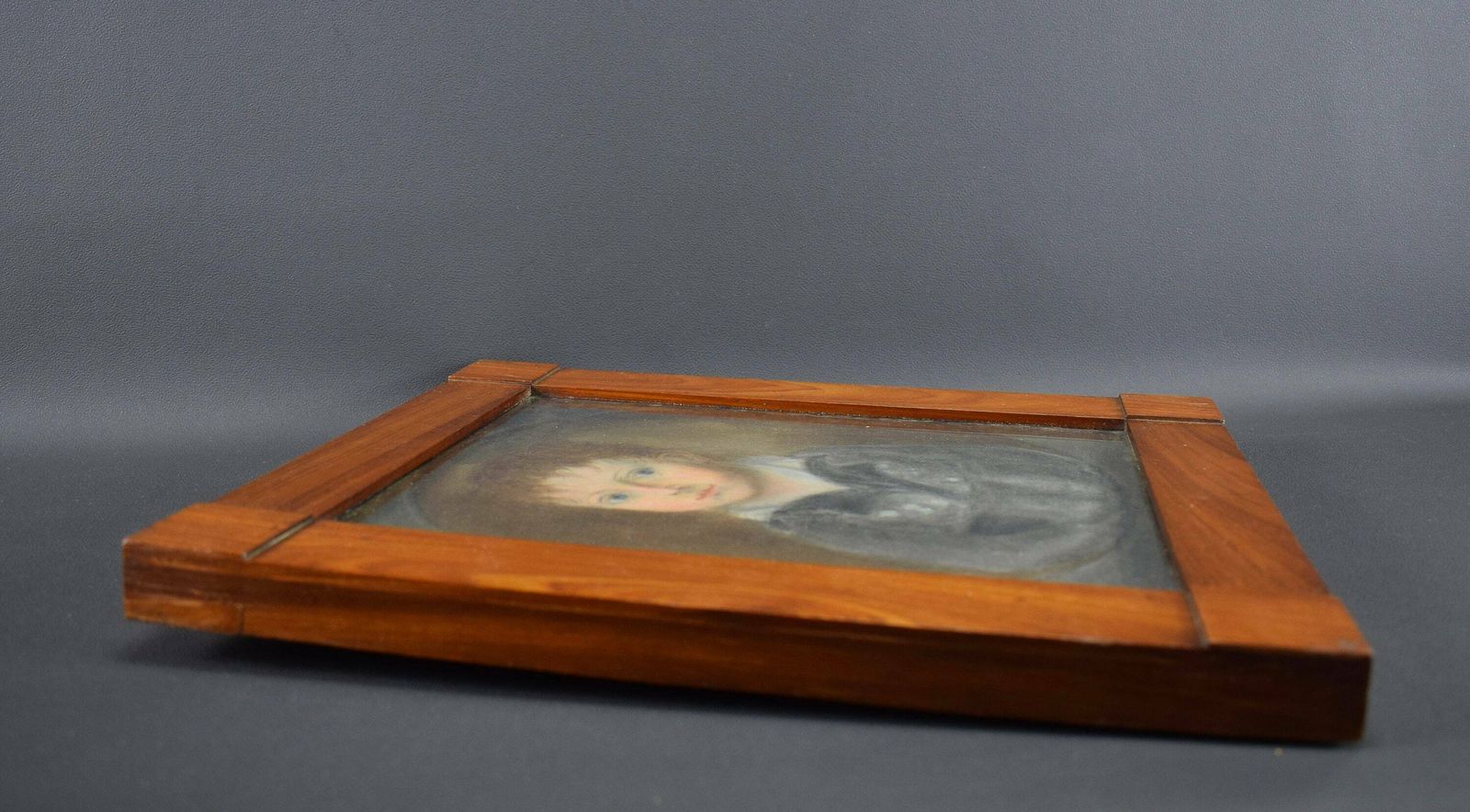Vintage French Oil Painting Portrait Child Empire Period photo vintage