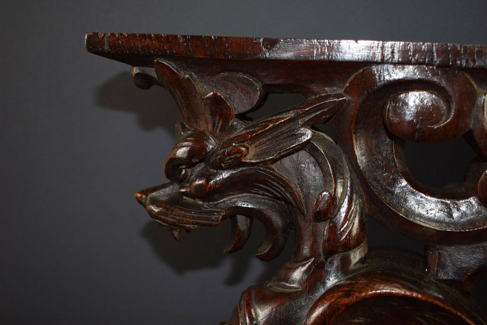 19th French Pair Of Carved Wooden Console Chimera photo Furniture