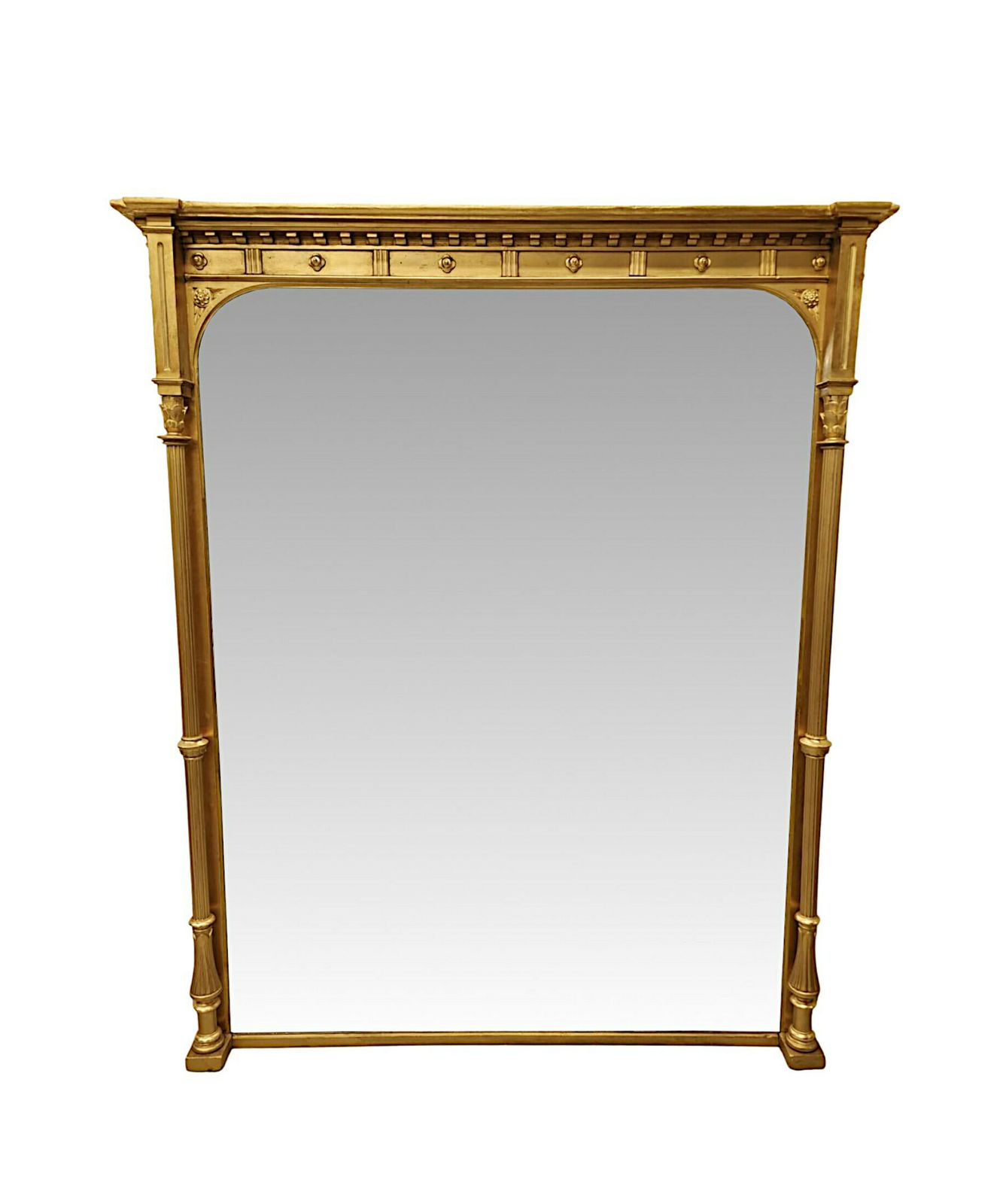 A Very Fine And Large 19th Century Giltwood Overmantel Mirror