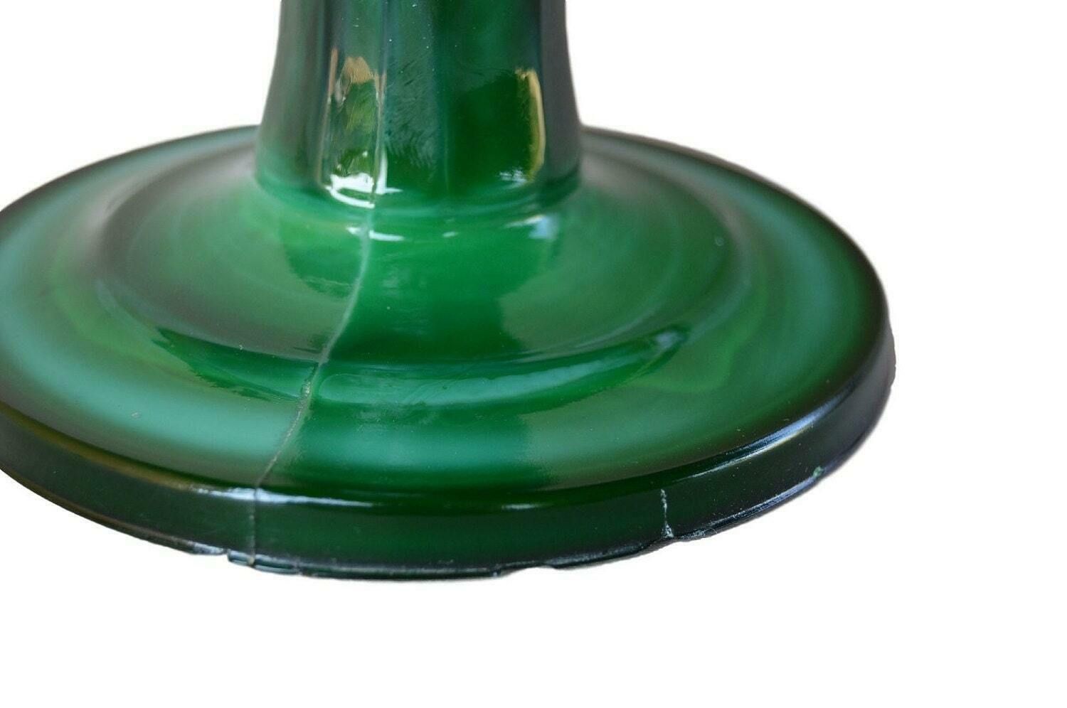 Art Deco Bohemian Heinrich Hoffman Green Opaline Glass Table Kerosene Lamp   Art Deco Home Interior Design photo 177.0