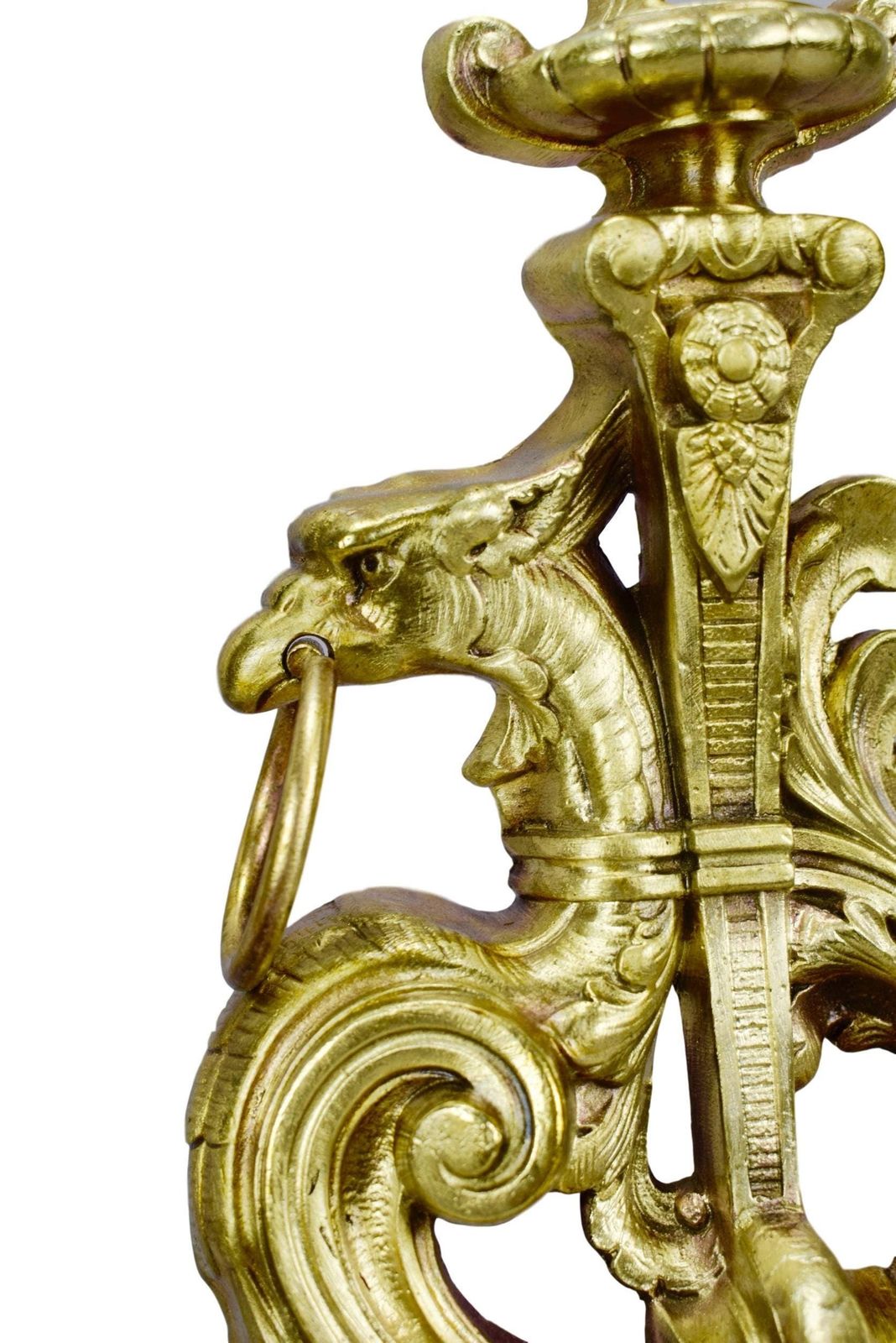French Antique Bronze Griffin Andirons Chimera photo Home Fixtures