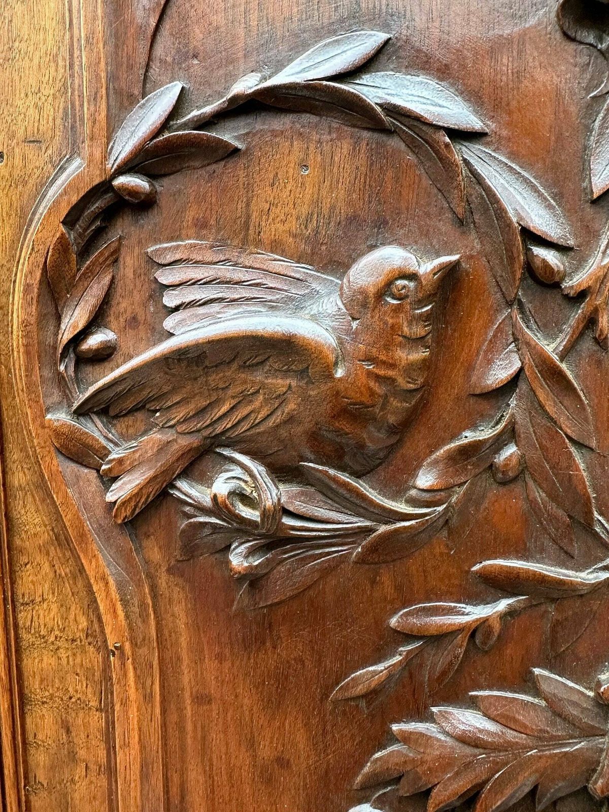 Large French Antique Carved Wood Cabinet Door Couple Of Birds photo Home Fixtures