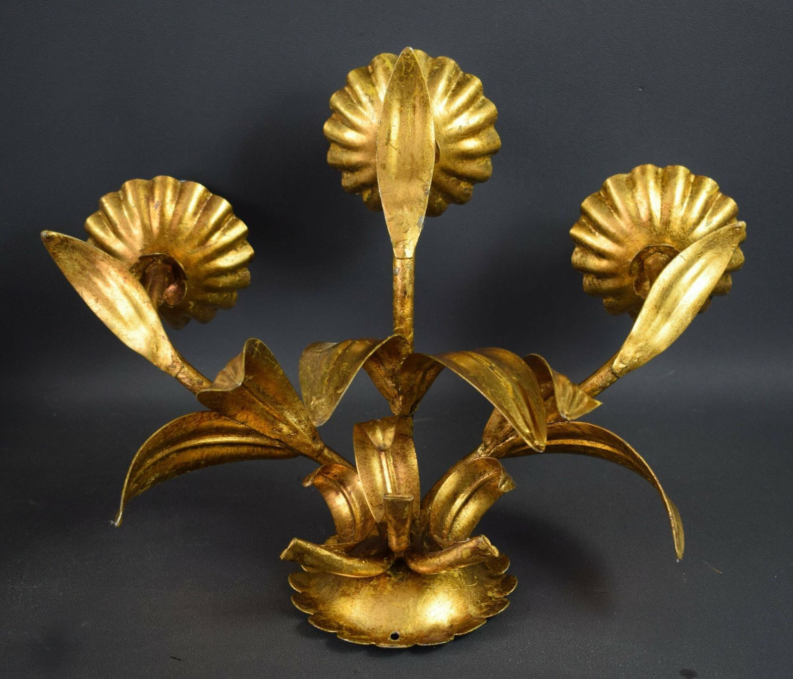 French Antique Pair Of Hollywood Regency Triple Leaves Wall Lights Sconces Hans Kögl photo buy