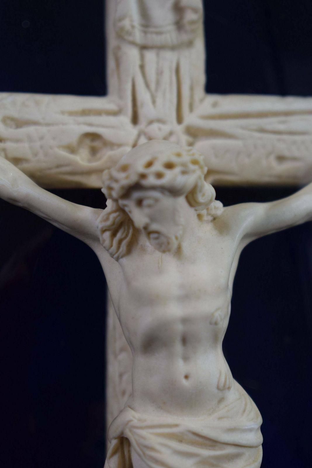 Antique French Reliquary Carved Meerschaum Wall Crucifix photo for sale
