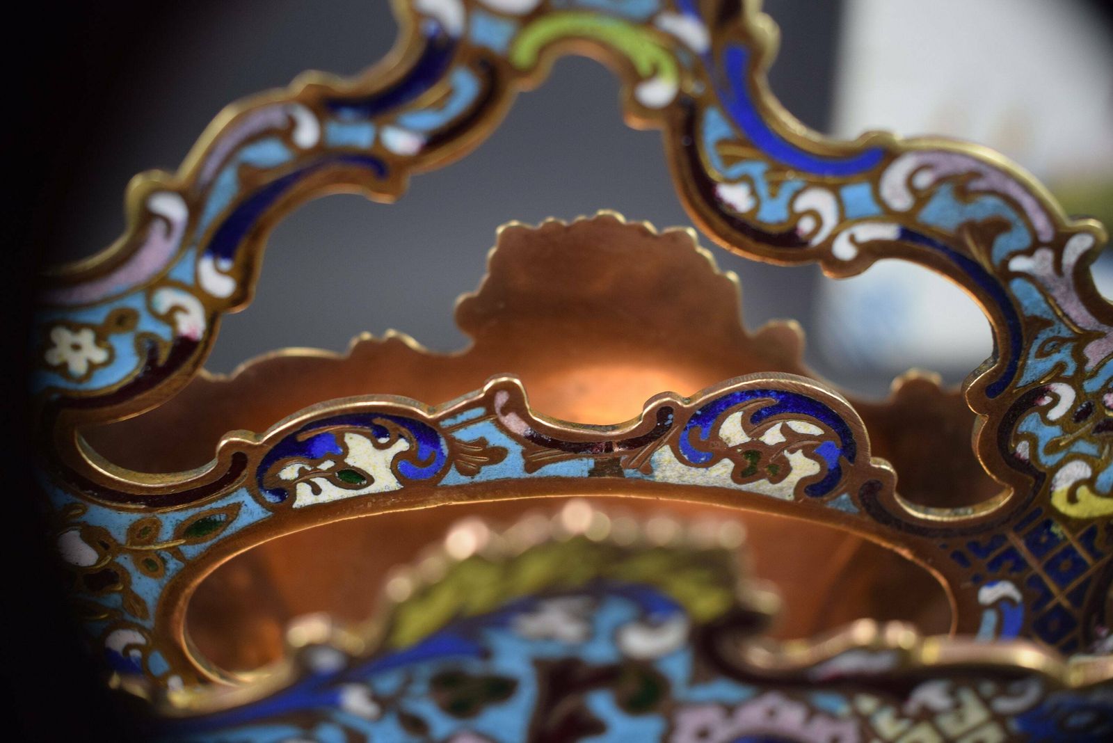 photo for sale Antique French Enameled Cloisonne Bronze Letter Holder Blotter Holder